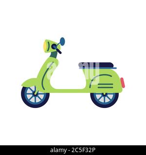 Green scooter on white background. Vector illustration in trendy flat style. Stock Vector