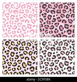 Pink leopard pattern. Seamless animal print, trendy wild cat design stylized background for fashion fabric, wallpaper vector texture Stock Vector