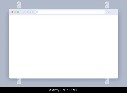 Browser window. Blank web interface mock screen internet webpage mockup. Website blank frame tab page elements vector template Stock Vector