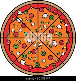 Pizza Icon Fast Food Tasty Baked and Sliced. Vector illustration. Stock Vector