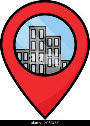 Pin Location Mark Sign Best Icon GPS Vector Building Illustration Business Contact Flat Design Stock Vector