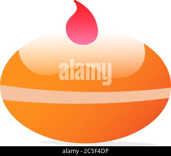 Jewish tradition Sufgania Hanukkah sweet food icon vector illustration. Hebrew text translation: "Happy Hanukkah Holiday" Stock Vector