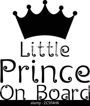 Little Prince On Board With Crown Black Vector illustration On White Background Stock Vector