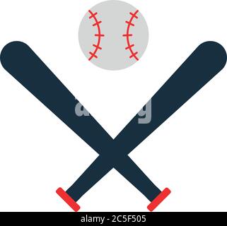 ball and bats of baseball flat style icon design, Sport hobby competition and game theme Vector illustration Stock Vector