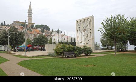 Rovinj, Croatia - October 16, 2014: War Memorial Monument for Fallen Soldiers and Victims of Fascist Terror in Rovinj, Croatia. Stock Photo