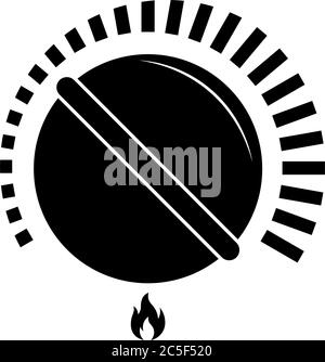 Black cooking stove heat knob icon. Kitchen gas dial symbol. Isolated vector illustration on white background. Stock Vector