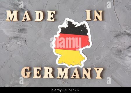 Inscription Made in Germany with map of the country in national colors Stock Photo