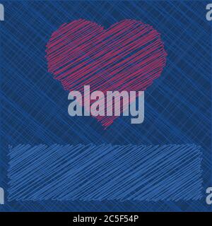 Valentine's Day Card in scribbled lines Stock Vector