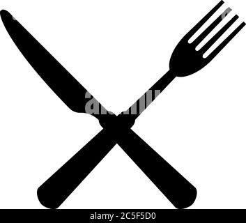 Knife And Fork Icon Black Isolated Vector Illustration Restaurant Food Cutlery Symbol Stock Vector