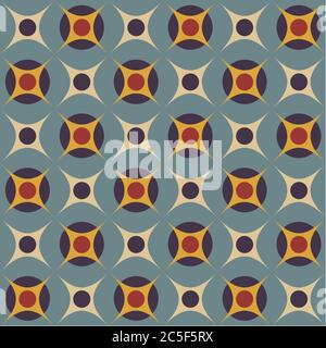 Geometrical pattern in retro colors, seamless vector background Stock Vector
