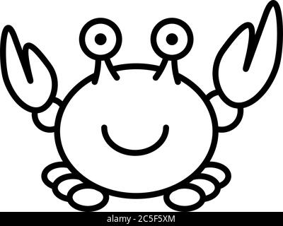 Black Crab Isolated Vector Sea Wildlife Animal Marine Life Colouring Drawing Illustration Stock Vector