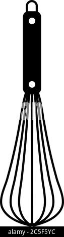 Whisk Egg Beater Icon Black Cooking Utensil Whipping Cream Kitchen Tool Vector Illustration Stock Vector