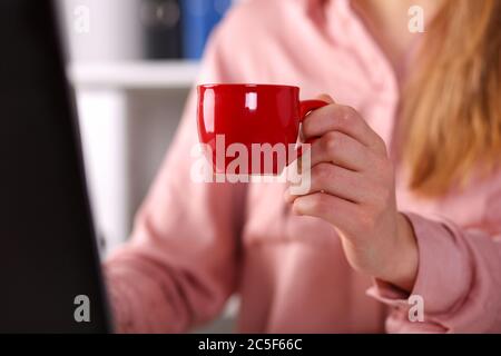 Woman drinking tea Stock Photo