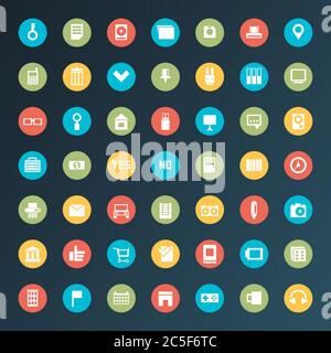 Universal Flat Icons. For Web and Mobile Stock Vector