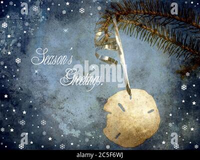 Christmas greeting card. &quot;Season's Greetings&quot; Silver colored Stock Photo - Alamy