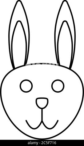 Bunny Head Icon Colouring book Cute Rabbit Cartoon Character Vector Illustration Stock Vector