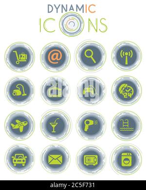 hotel service dynamic icons Stock Vector