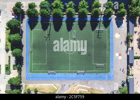 Aerial view of the football field Stock Photo - Alamy