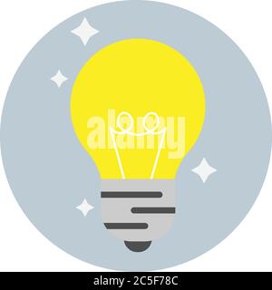 Yellow Light Bulb Icon Creative Brainstorm Idea Solution Symbol Stock Vector