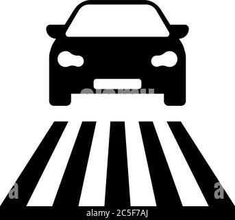 Car and crosswalk icon isolated symbol vector black illustration on white background Stock Vector