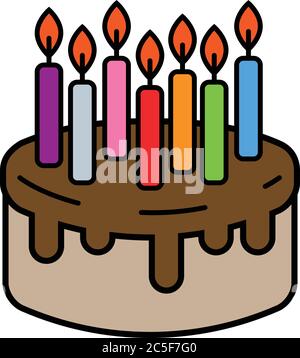 Birthday Cake Icon With Candles Sweet Party Dessert Symbol Stock Vector