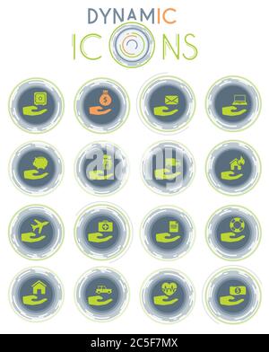 Insurance dynamic icons Stock Vector