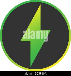 Lightning bolt icon green energy concept thunder strike flat style design vector illustration electric shock flash isolated symbol Stock Vector