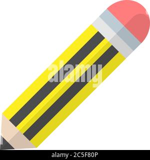 Pencil with eraser icon stationery write instrument vector illustration school equipment symbol Stock Vector