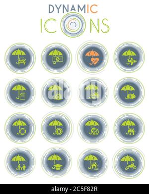 insurance dynamic icons Stock Vector