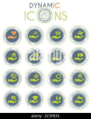 insurance hand dynamic icons Stock Vector