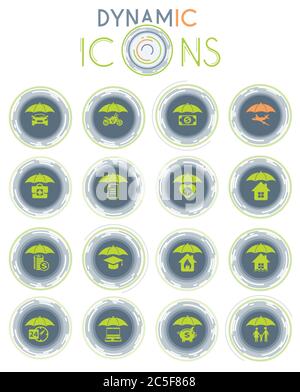 insurance dynamic icons Stock Vector