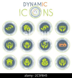 Insurance dynamic icons Stock Vector