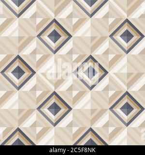 Geometrical pattern in dark gray&golden colors, seamless vector background. Stock Vector