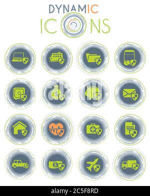 Insurance dynamic icons Stock Vector