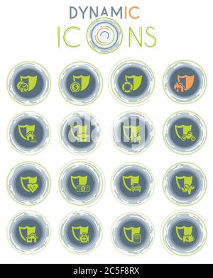 insurance dynamic icons Stock Vector