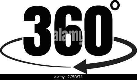 Virtual Reality 360 Degrees VR Camera Icon Text illustration Stock Vector