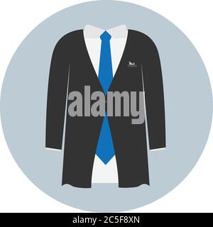Black Business Suit With Blue Tie Men Fashion Vector Illustration Stock Vector