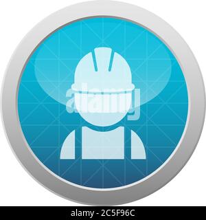 Construction worker or engineer avatar icon white and light blue vector illustration Stock Vector