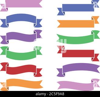 Ribbon Flag Banners Set Decoration Signs Ribbons Design Vector Illustration Stock Vector