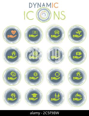 insurance hand dynamic icons Stock Vector