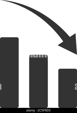 Down Arrow Sign Vector Financial Loss Illustration Losing Money Chart Isolated On White Background Stock Vector