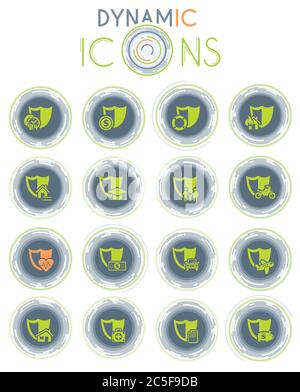 insurance dynamic icons Stock Vector
