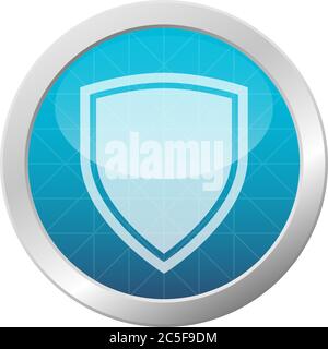 Security Royal Shield Icon Firewall Strong Protection Symbol On Light Blue Shiny Circle Illustration Stock Vector