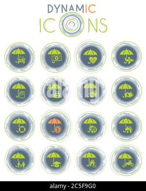 insurance dynamic icons Stock Vector