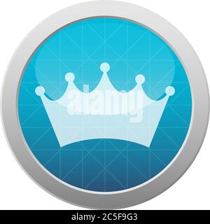 Crown Royal Symbol King Queen Luxury Head Wear Icon Light Blue Shiny Circle Vector Illustration Stock Vector