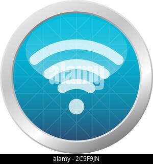 WIFI Icon isolated Vector Illustration Wireless Network Connection Signal Symbol On Light Blue Shiny Circle Frame Stock Vector