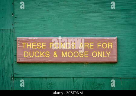 Posted Sign at Chena Hot Springs Resort in Fairbanks, Alaska Stock Photo