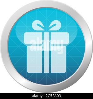Gift Box Icon Present With Ribbon On Light Blue Shiny Circle Frame Vector Illustration Stock Vector