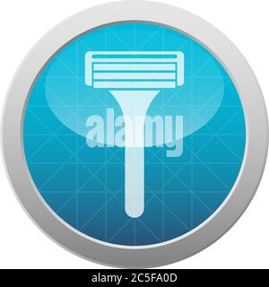 Shaving razor icon grooming tool in round light blue circle vector illustration Isolated on white background Stock Vector