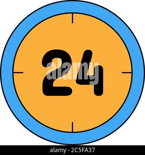 24 hours clock icon always open or fast shipping online store concept vector illustration Stock Vector